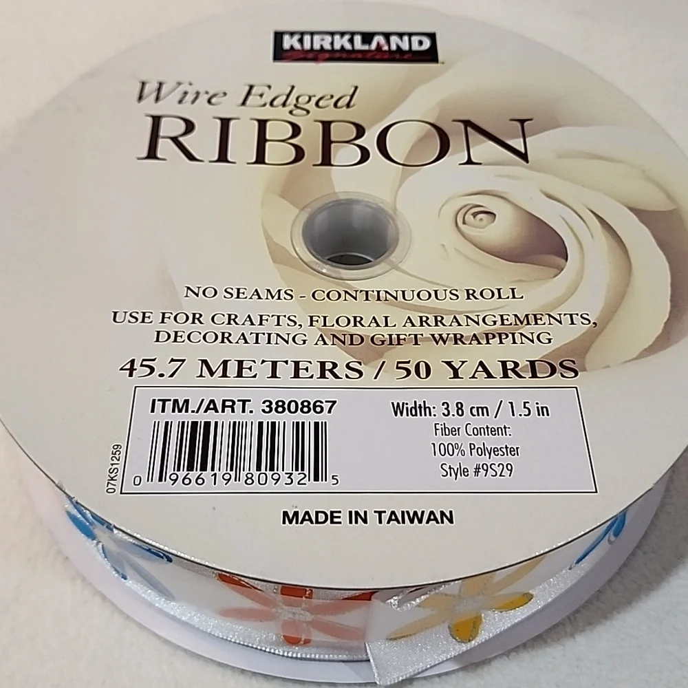 NEW 3 Rolls Kirkland Wire-edged Ribbon, 1-1/2